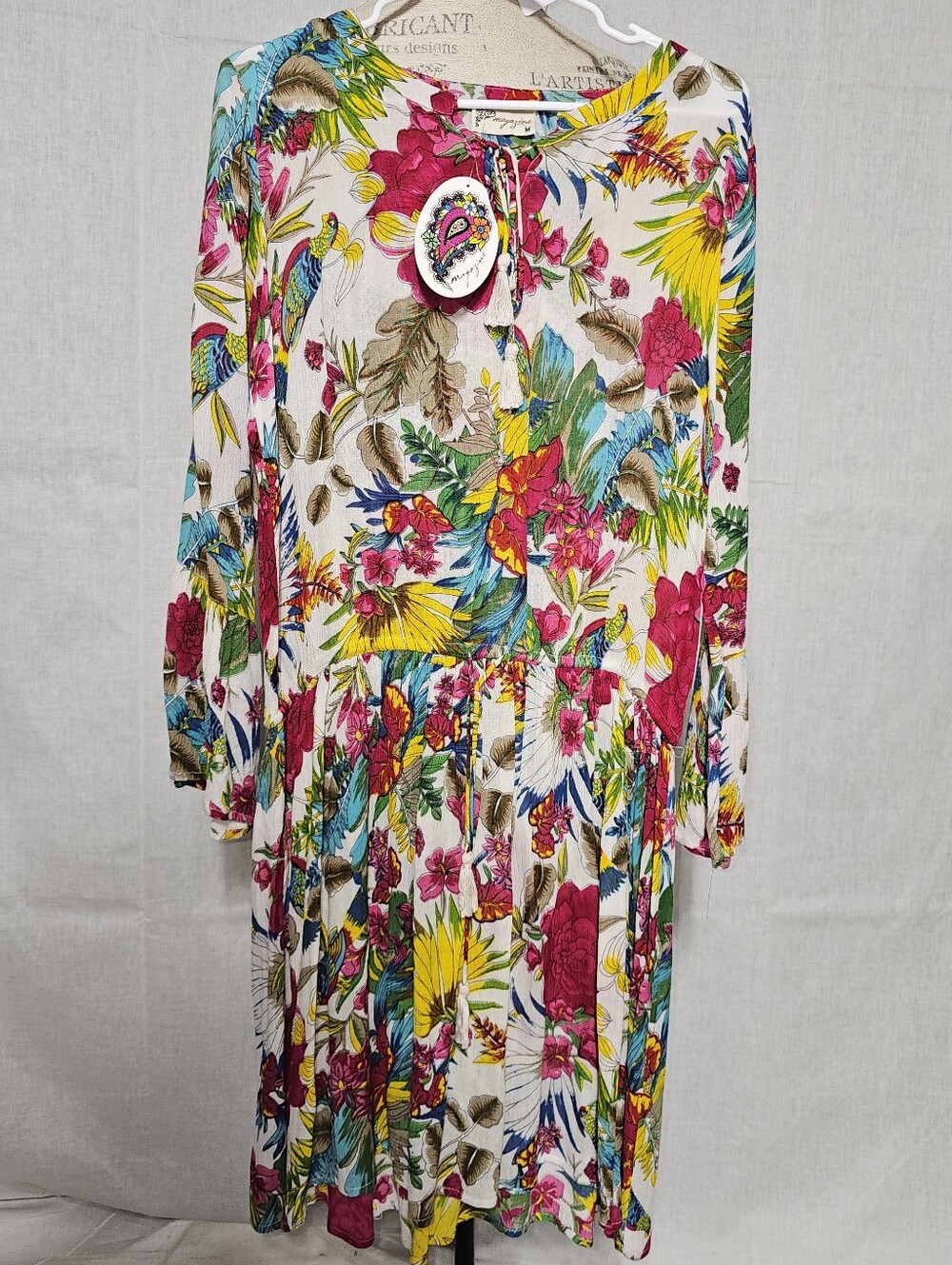 L'ATISTE Multicolor Floral Long-Sleeve Dress on White